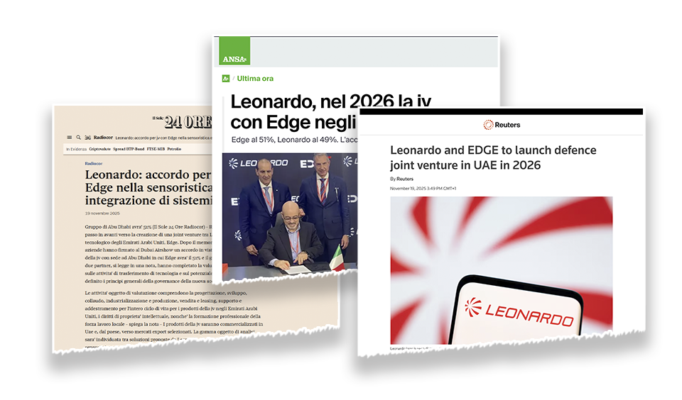 The agreement between Leonardo and EDGE Group covered by the media