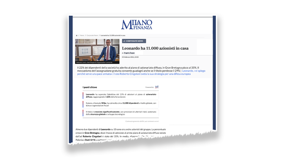 Leonardo has 11,000 shareholders in-house