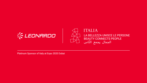 LOGO COMBI ENG OUT_ROSSO_Leonardo EXPO 2020 DUBAI