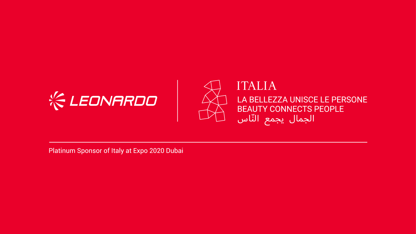 LOGO COMBI ENG OUT_ROSSO_Leonardo EXPO 2020 DUBAI