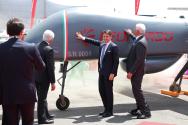 Italy’s Prime Minister, Giuseppe Conte, and Leonardo CEO Alessandro Profumo, attending Leonardo’s new drone  Falco Xplorer unveiling cerimony at le Bourget 2019 aerospace Exhibition