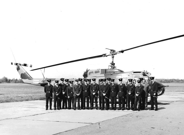 Visit of Military Academy students at the Agusta plant, Cascina Costa di Samarate (Varese) 1968