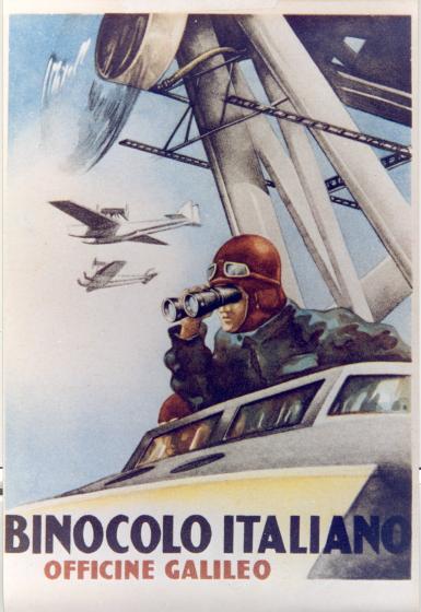 Advertising poster for Officine Galileo Italian binoculars, 1930s