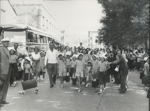 Leaving for OTO Melara summer camp, 1954