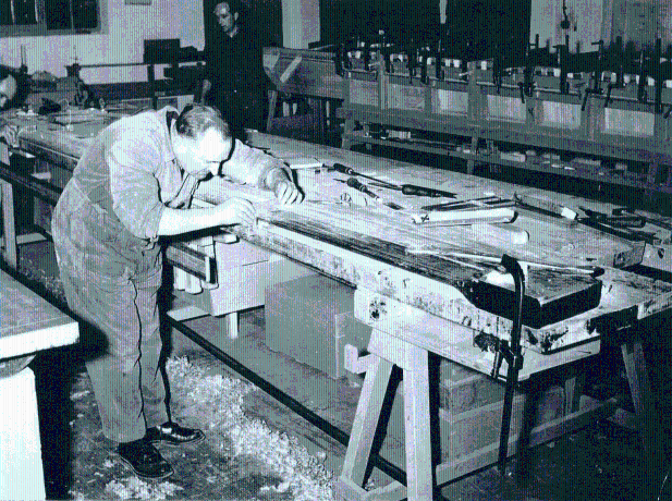 Wooden blade machining department, 1957