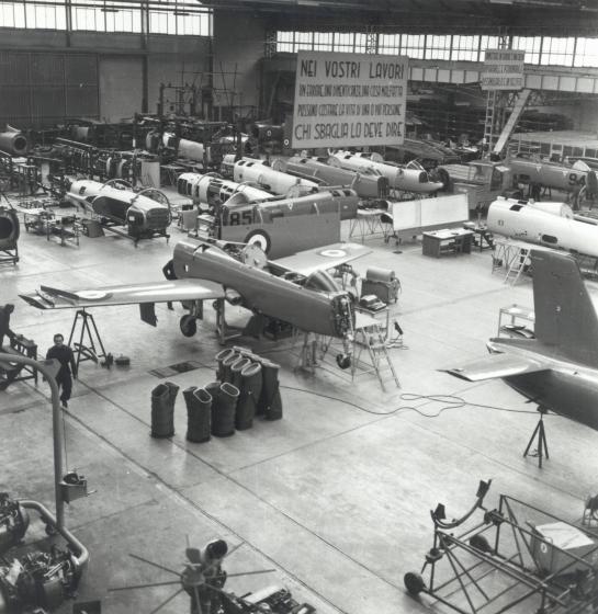 Final assembly department of the MB.326, 1960s