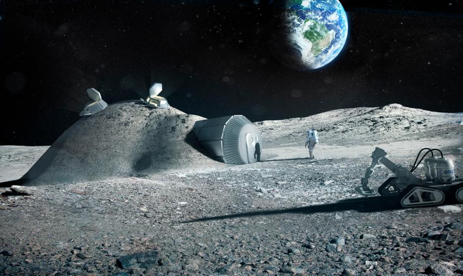 Artistic image of a base on the Moon (credits: ESA, Foster and Partners)
